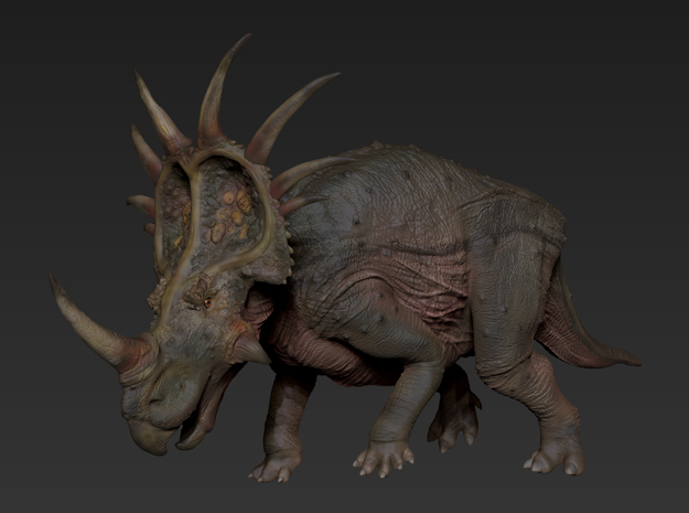 Styracosaurus (Medium / Large size) in White Natural Versatile Plastic: Medium