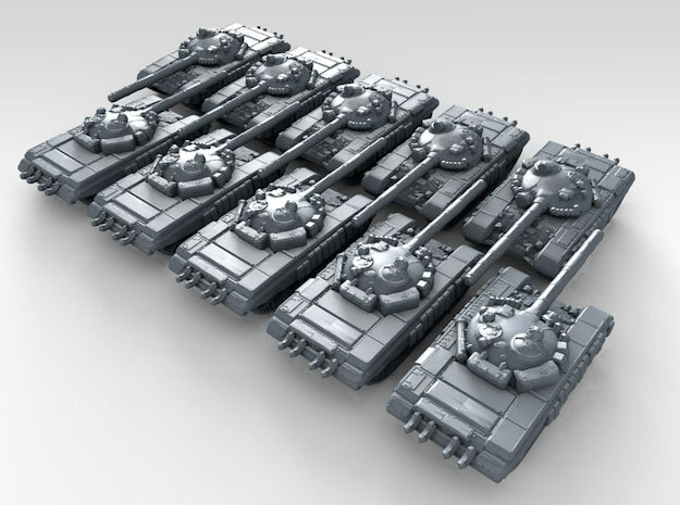 1/700 Russian T-72A Main Battle Tank x10 in Clear Ultra Fine Detail Plastic