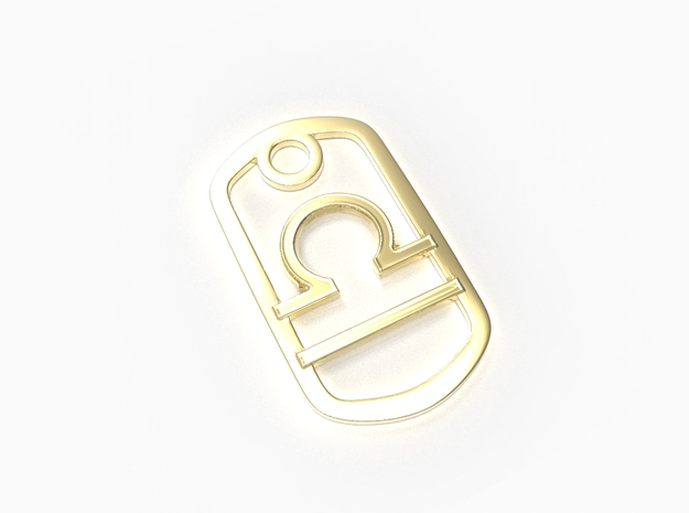 Libra Zodiac Sign Dog Tag Pendant in 18k Gold Plated Brass