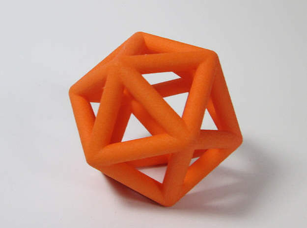 Icosahedron Ornament  in Orange Processed Versatile Plastic