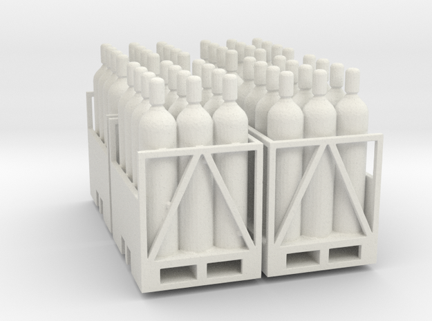 Acetylene Tanks On Pallet 4 Pack 1-87 HO Scale in White Natural Versatile Plastic