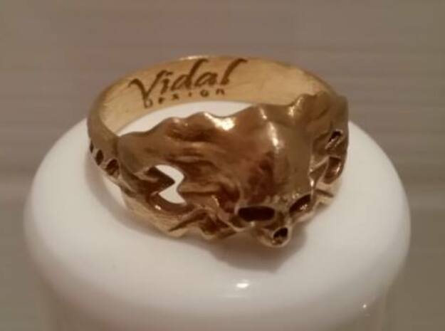 Antique inspired Skull Ring in Natural Bronze