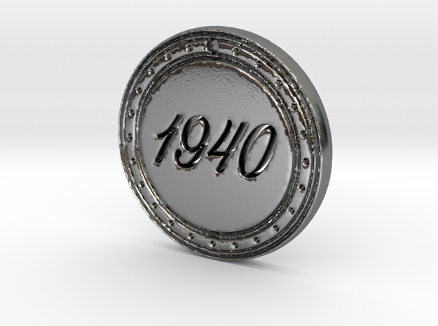 1940 Birth Year Pendant in Polished Silver
