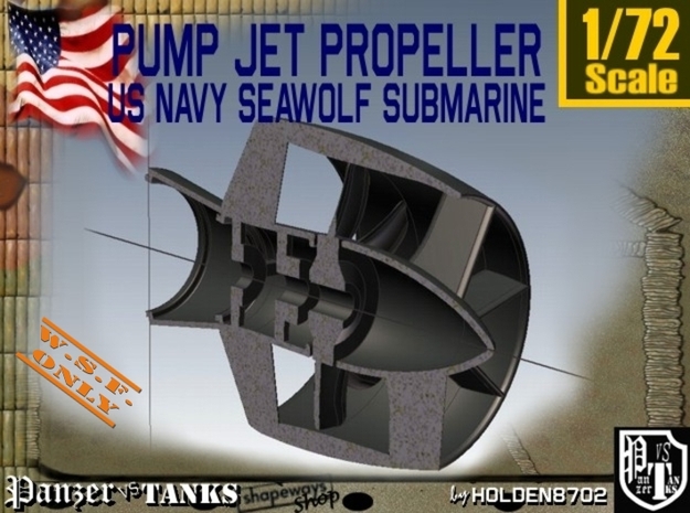 1-72 Pump Jet Seawolf Submarine Propeller in White Processed Versatile Plastic