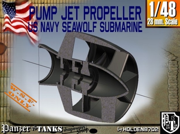 1-48 Pump Jet Seawolf Submarine Propeller in White Processed Versatile Plastic