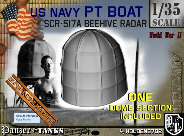 1-35 PT Boat Beehive Radar Dome in White Processed Versatile Plastic