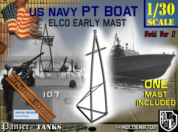 1-30 Elco PT Boat Early Mast in Tan Fine Detail Plastic