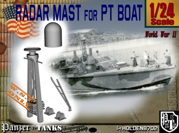 1-24 Radar Mast For PT BOAT in White Processed Versatile Plastic