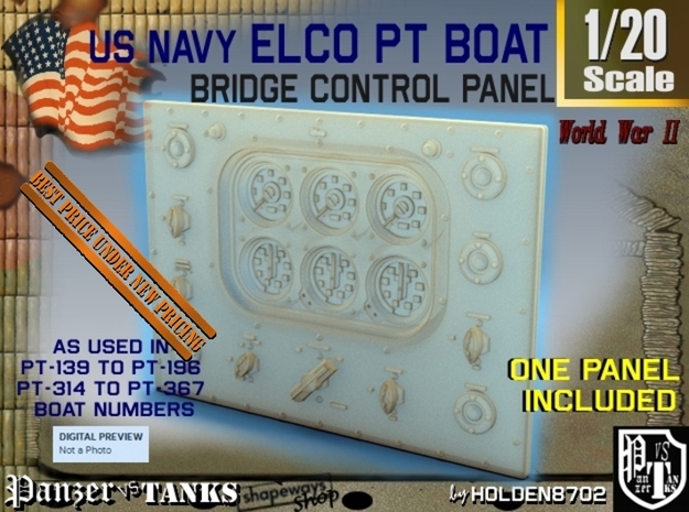 1-20 PT Boat Bridge Control Pannel Typ2 in Tan Fine Detail Plastic