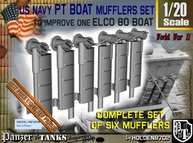 1-20 PT Boat Mufflers Set in Tan Fine Detail Plastic