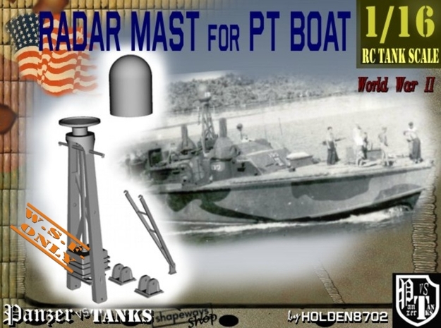 1-16 Radar Mast For PT BOAT in White Processed Versatile Plastic