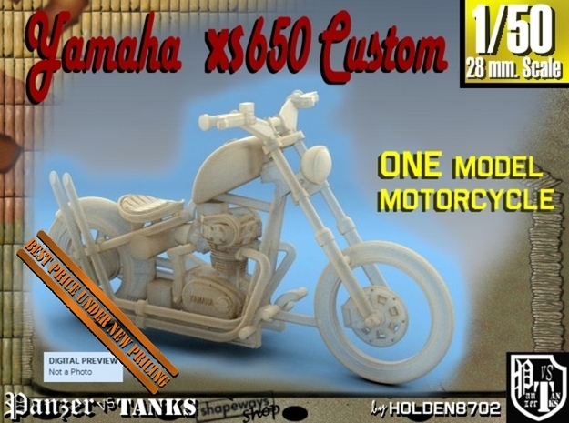 1-50 Yamaha XS650 Custom in Tan Fine Detail Plastic