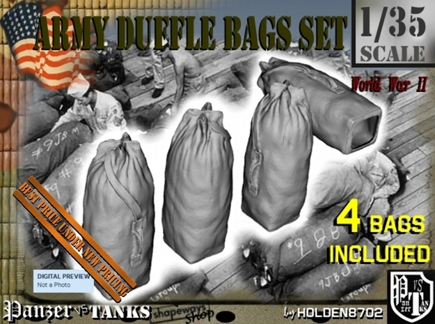 1-35 Army Duffle Bags Set1 in Smooth Fine Detail Plastic