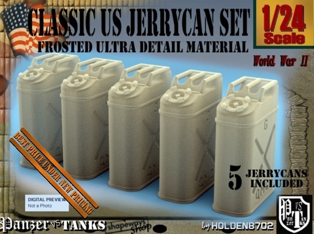 1-24 US Jerrycan 5 Units FUD in Tan Fine Detail Plastic