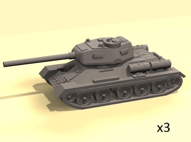 1/160 T-34-85 tank (3) in Tan Fine Detail Plastic