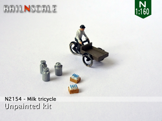 Milk tricycle (N 1:160) in Tan Fine Detail Plastic