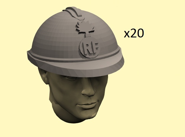 28mm WW1 French Helmets in Tan Fine Detail Plastic