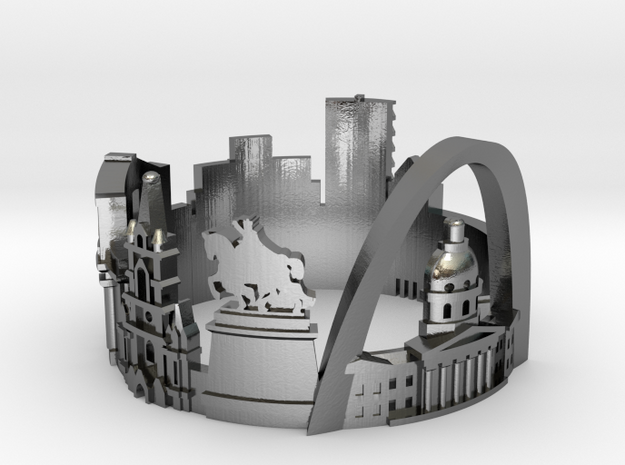 St.Louis Skyline - Cityscape Ring in Polished Silver: 8 / 56.75