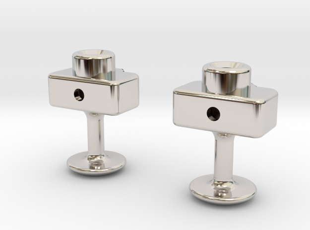 Mini DSLR Camera - Cufflinks in Rhodium Plated Brass