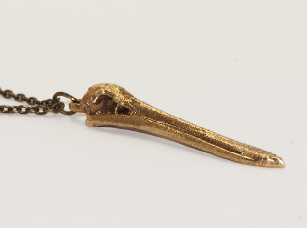 Pelican Skull Pendant in Natural Bronze