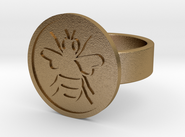 Bee Ring in Polished Gold Steel: 10 / 61.5