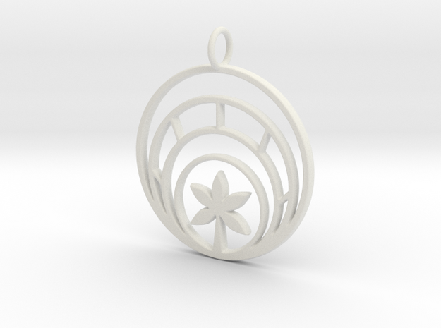 Plant In Circle Pendant Charm in White Natural Versatile Plastic