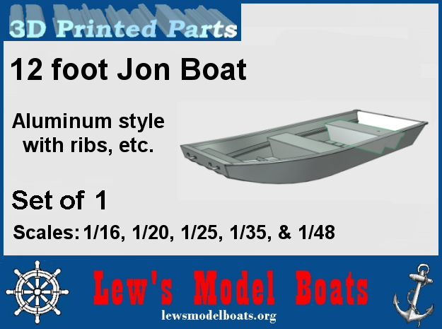 12 foot Jon Boat (aluminum style) in White Natural Versatile Plastic: 1:16