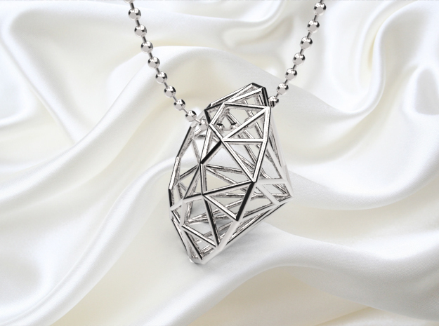 Diamond Pendant in Polished Silver