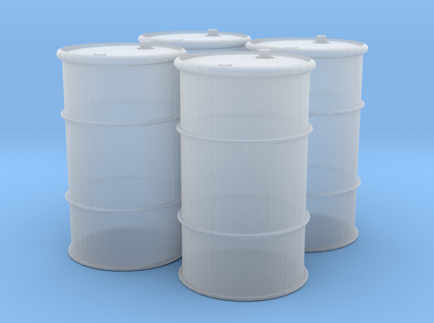 HO 55 Gallon Drum set of 4 in Smooth Fine Detail Plastic