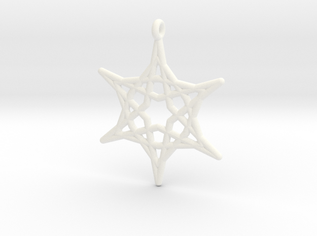 Hex Star Pendant in White Processed Versatile Plastic