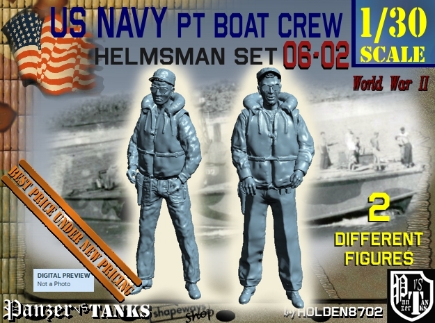 1/30 USN PT Boat Helmsman Set 06-02 in Tan Fine Detail Plastic
