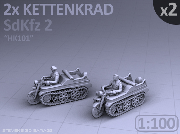 Sd.Kfz 2 - KETTENKRAD - (2 pack) - (1:100) in Tan Fine Detail Plastic