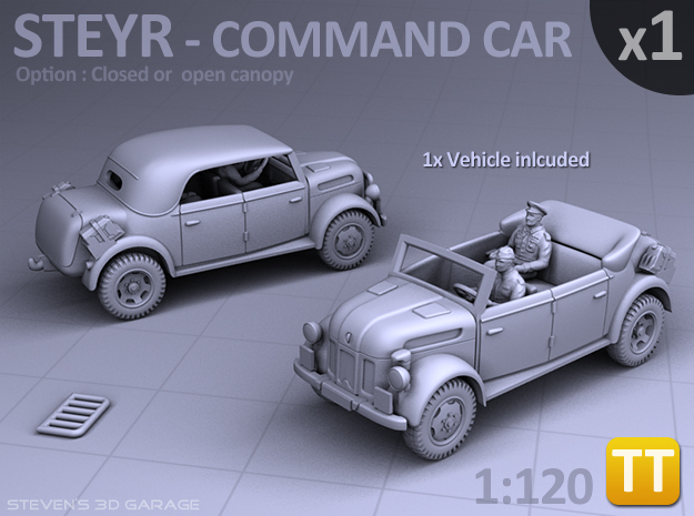 STEYR COMMAND CAR - (1:120) TT in Tan Fine Detail Plastic