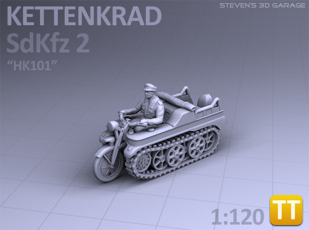 Sd.Kfz 2 - KETTENKRAD - (1:120) TT in Tan Fine Detail Plastic