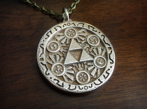 Legend of Zelda Ocarina of Time Six Sages Pendant in Polished Bronzed Silver Steel