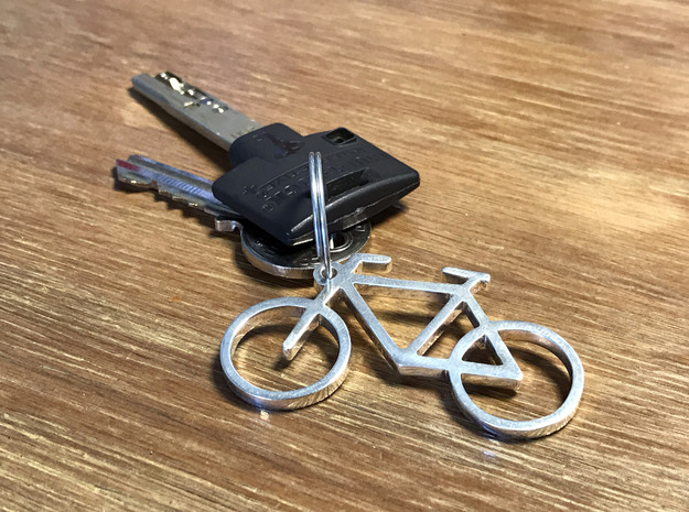 Bike (Bicycle) Pendant / Keyring in Polished Silver