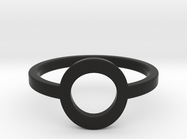 Small Offset Circle Midi Ring in Black Natural Versatile Plastic