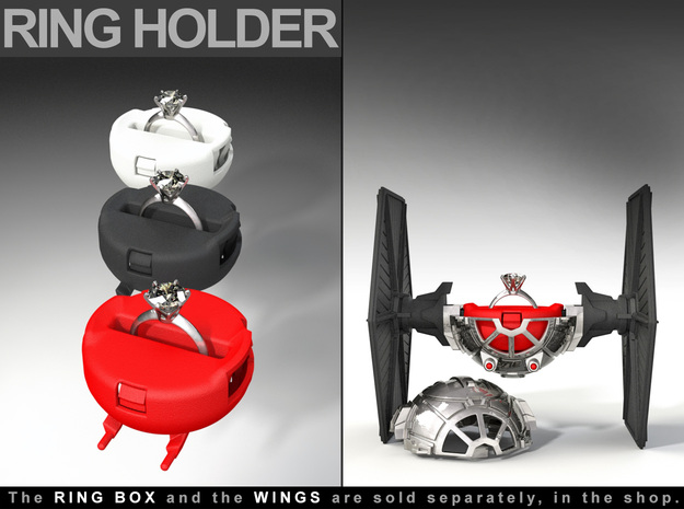 RING HOLDER - To the "Star Fighter Ring Box" in Red Processed Versatile Plastic