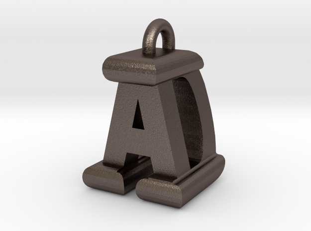 3D-Initial-AD in Polished Bronzed Silver Steel