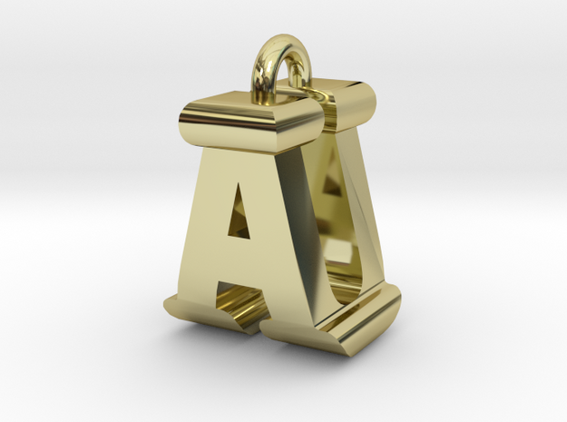 3D-Initial-AU in 18k Gold Plated Brass