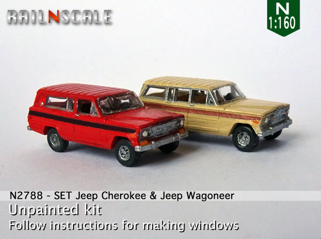 SET Jeep Cherokee & Jeep Wagoneer (N 1:160) in Tan Fine Detail Plastic