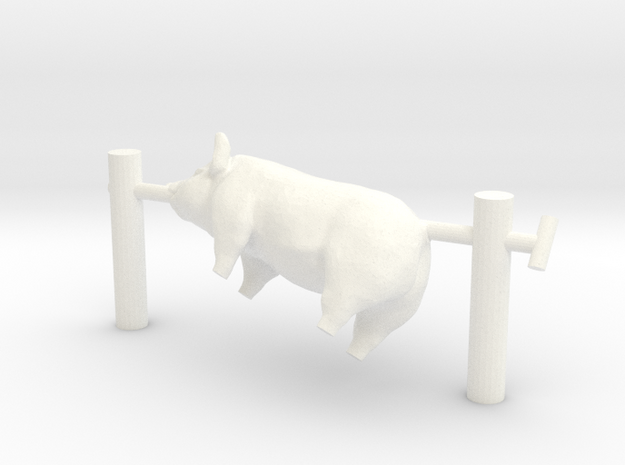 S Scale Pig On A Spit in White Processed Versatile Plastic