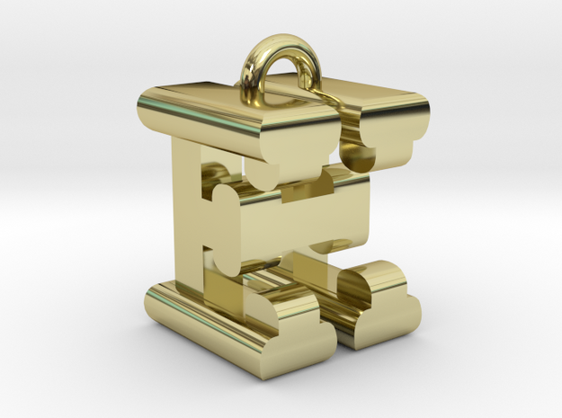 3D-Initial-EH in 18k Gold Plated Brass