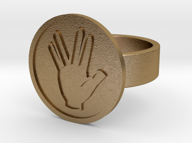 Vulcan Salute Ring in Polished Gold Steel: 10 / 61.5