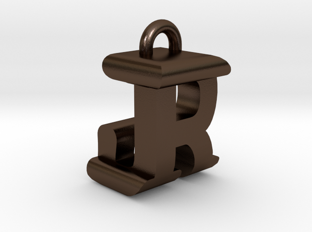 3D-Initial-JR in Polished Bronze Steel