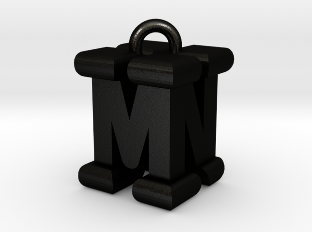 3D-Initial-MN in Matte Black Steel