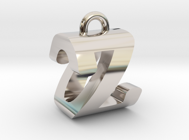 3D-Initial-OZ in Rhodium Plated Brass