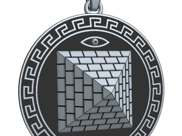 Pyramid Medallion in Polished Nickel Steel