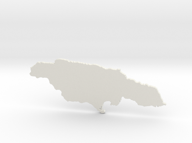 Jamaica Map 17 Inches by 10mm thick in White Natural Versatile Plastic