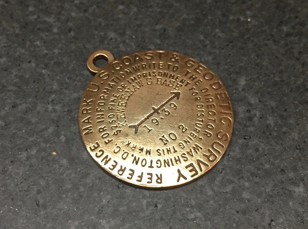Keweenaw South Base Reference Mark Keychain in Natural Bronze